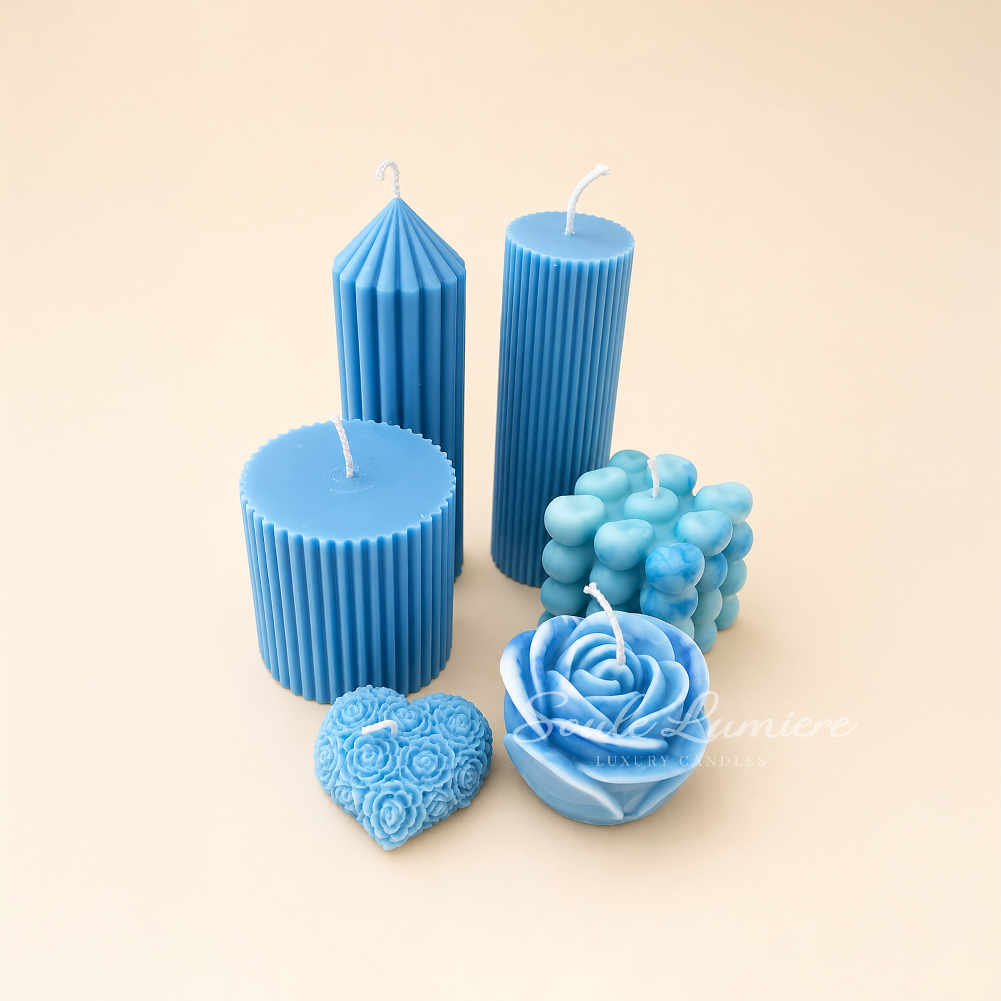 Azure Bloom Candles